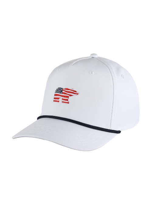 Jack Nicklaus USA Bear White Aerosphere Tech Fabric 5-Panel Rope Cap