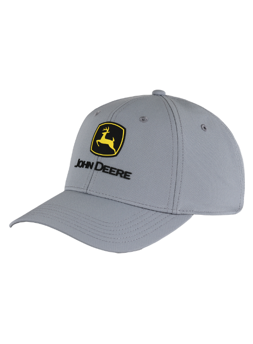 John Deere Light Grey Ultimate Fit Aerosphere Tech Fabric Cap