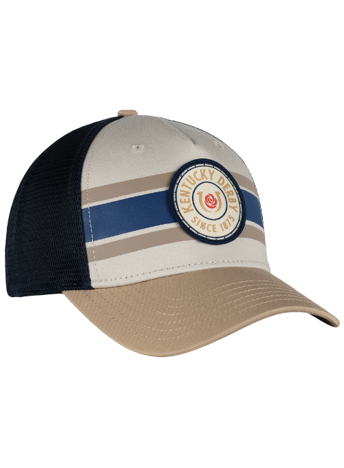 Kentucky Derby Khaki Stripes Mesh Snapback Cap