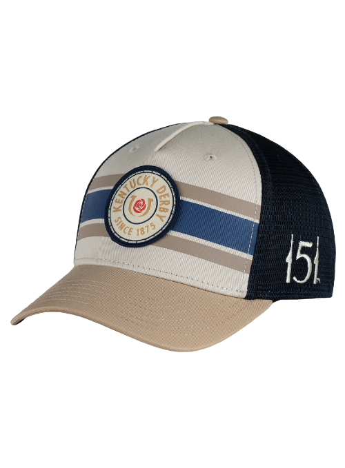 Kentucky Derby Khaki Stripes Mesh Snapback Cap