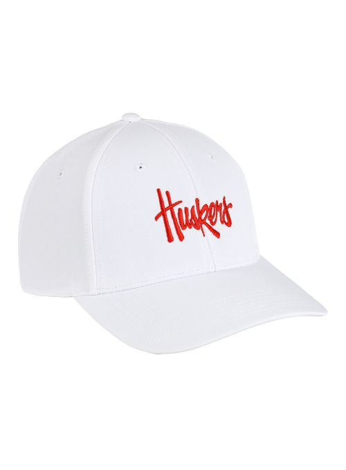 Nebraska Cornhuskers White Ultimate Fit Aerosphere Tech Fabric Cap