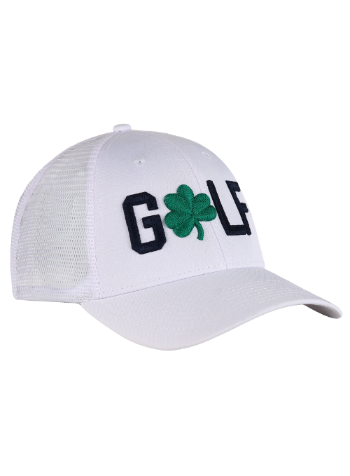 Shamrock White Heathered Sport Mesh Back Hat
