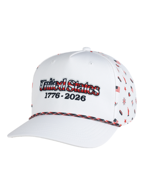 USA 250 AeroSphere White Performance Rope Hat with Side Panel Graphic