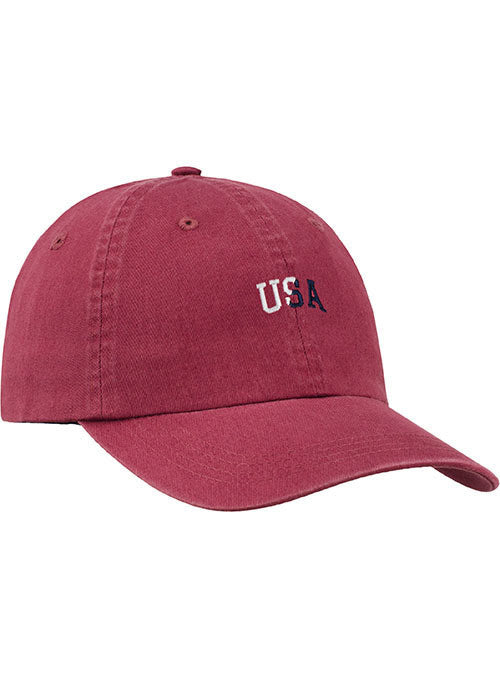 Newport U.S.A. Text Relaxed Adjustable Ahead Cap in Red - Front Left View