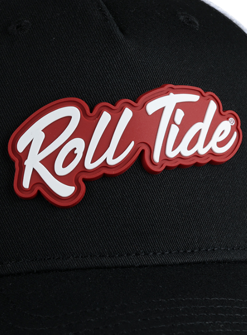 Alabama Crimson Tide Black and White Mesh Back Cap with Dimensional Rubber Patch