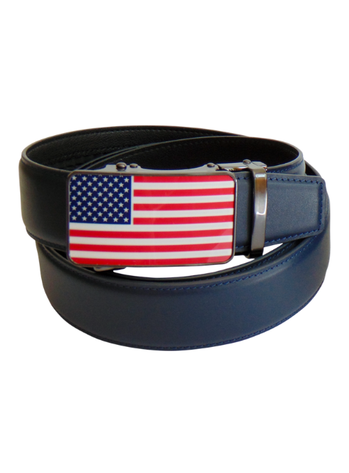 Americana Buckle and Ratchet Leather Belt