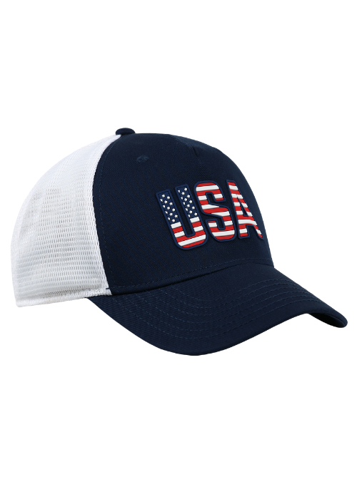 Americana Navy Cotton Twill Stretch Mesh Back Cap