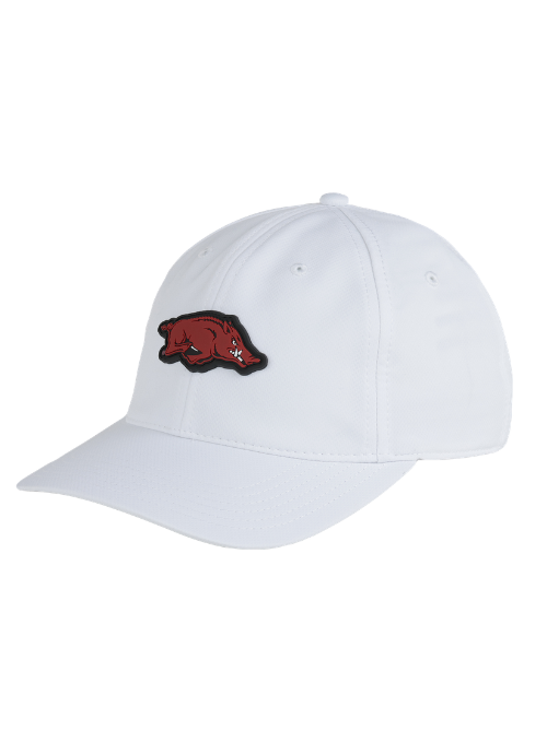 Arkansas Razorbacks White AeroSphere Tech Cap with Dimensional Rubber Patch
