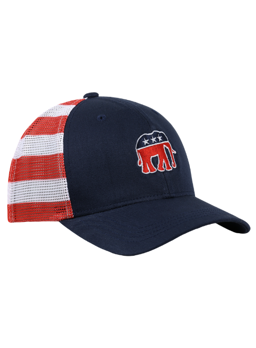 Elephant Cotton Twill USA Flag Printed Mesh Back Cap