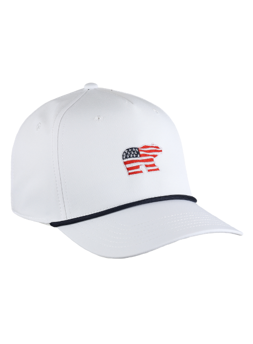 Jack Nicklaus USA Bear White Aerosphere Tech Fabric 5-Panel Rope Cap