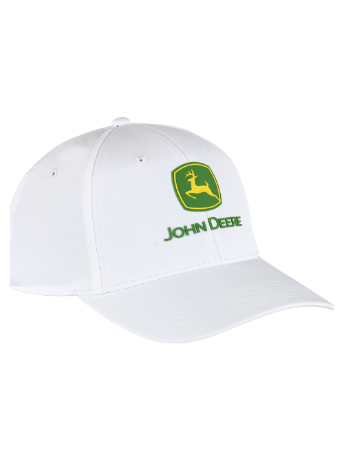 John Deere White Ultimate Fit Aerosphere Tech Fabric Cap