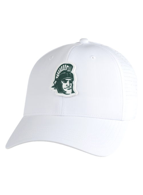 Michigan State Spartans White Laser Panel Cap with Dimensional Rubber Patch