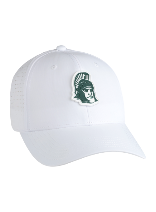 Michigan State Spartans White Laser Panel Cap with Dimensional Rubber Patch