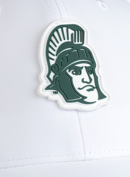 Michigan State Spartans White Laser Panel Cap with Dimensional Rubber Patch
