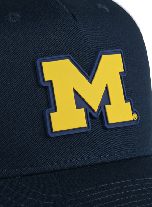 Michigan Wolverines Navy and White Mesh Back Cap with Dimensional Rubber Patch