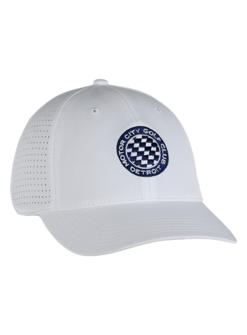 Motor City Golf Club White AeroSphere Tech Fabric Perforated Hat