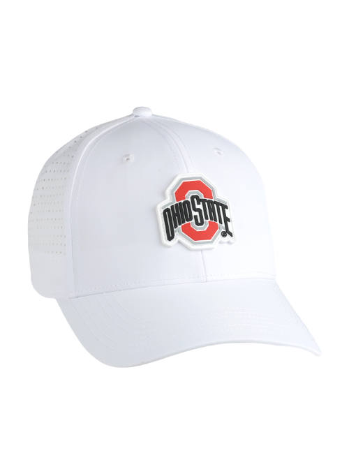 Ohio State Buckeyes White Laser Panel Cap with Dimensional Rubber Patch