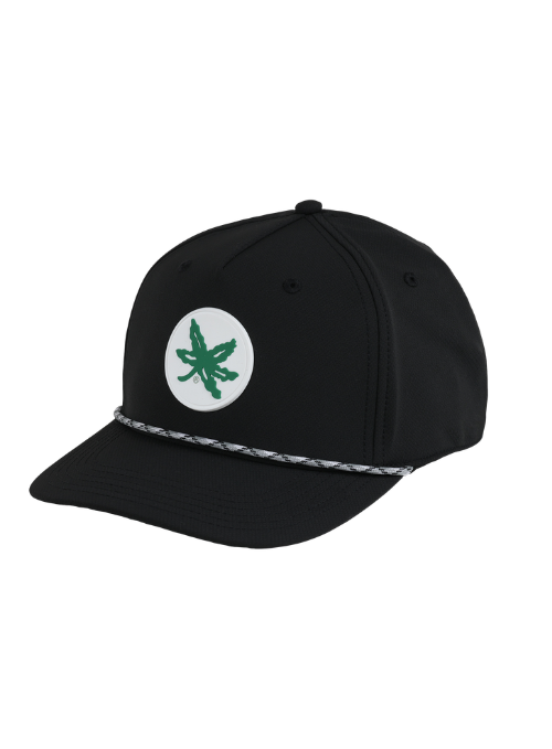 Ohio State Buckeyes Black AeroSphere Tech Rope Cap with Dimensional Rubber Patch