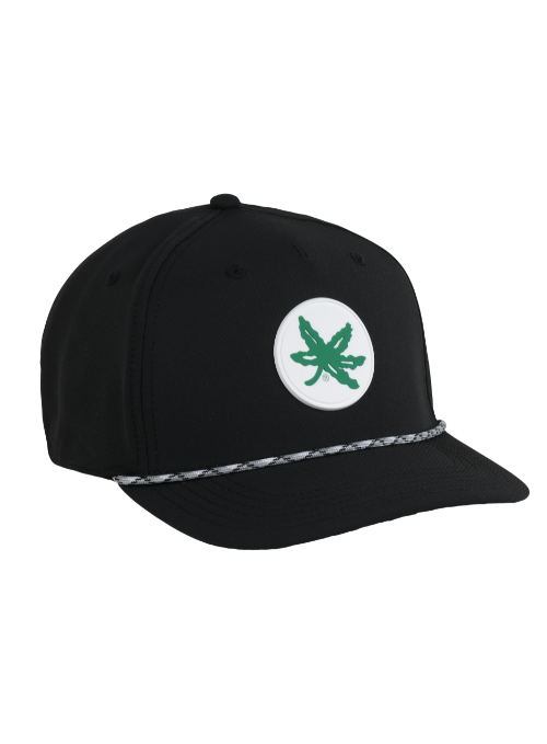Ohio State Buckeyes Black AeroSphere Tech Rope Cap with Dimensional Rubber Patch