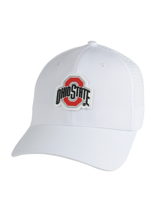 Ohio State Buckeyes White Laser Panel Cap with Dimensional Rubber Patch