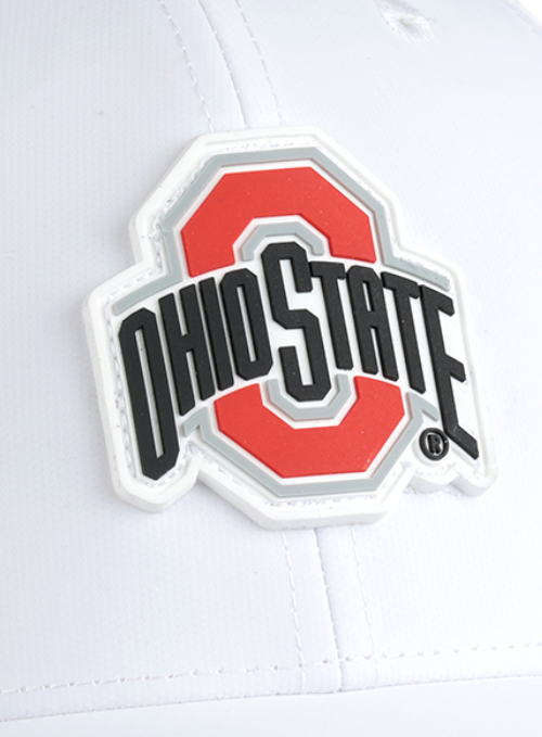 Ohio State Buckeyes White Laser Panel Cap with Dimensional Rubber Patch