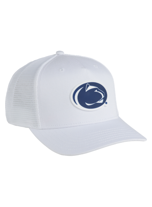 Penn State Nittany Lions White Mesh Back Cap with Dimensional Rubber Patch