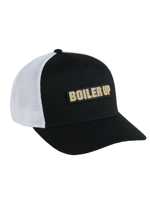 Purdue Boilermakers Black & White Mesh Back Cap with Dimensional Rubber Patch
