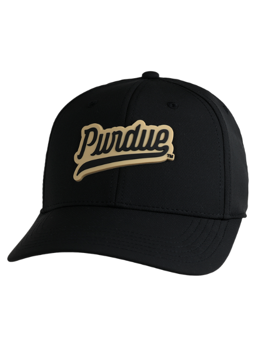 Purdue Boilermakers Black AeroSphere Tech Cap with Dimensional Rubber Patch