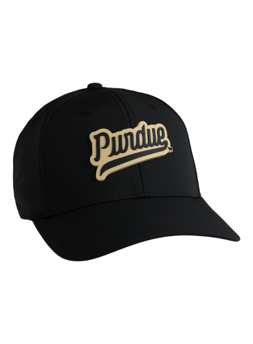 Purdue Boilermakers Black AeroSphere Tech Cap with Dimensional Rubber Patch