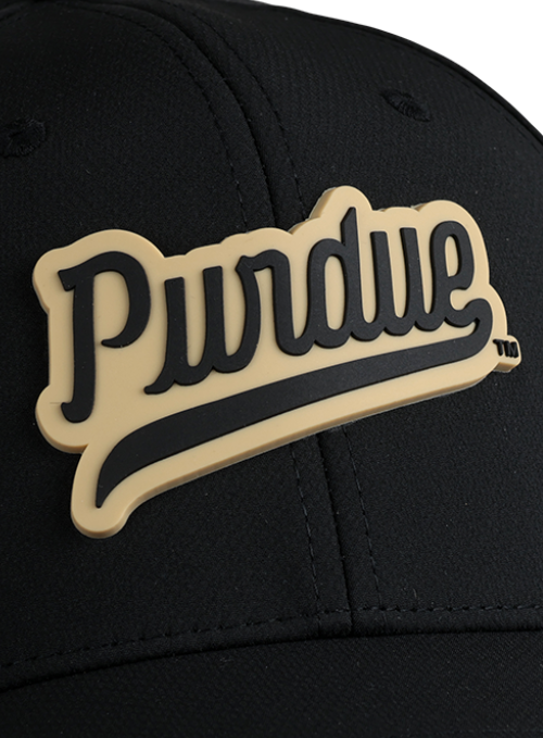 Purdue Boilermakers Black AeroSphere Tech Cap with Dimensional Rubber Patch
