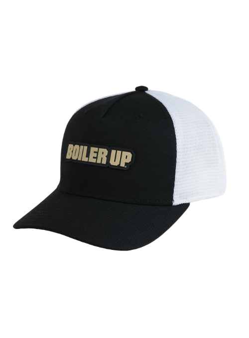 Purdue Boilermakers Black & White Mesh Back Cap with Dimensional Rubber Patch