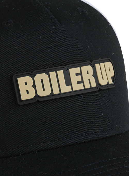 Purdue Boilermakers Black & White Mesh Back Cap with Dimensional Rubber Patch