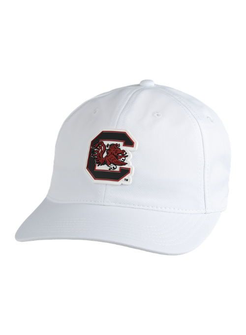 South Carolina Gamecocks White AeroSphere Tech Cap with Dimensional Rubber Patch