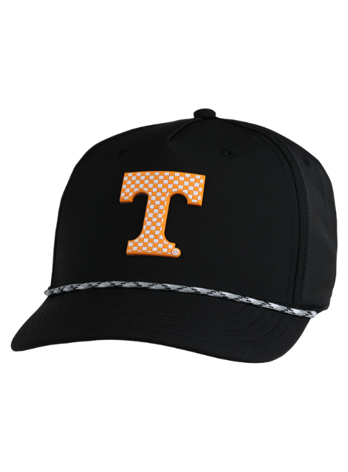 Tennessee Vols Black AeroSphere Tech Rope Cap with Dimensional Rubber Patch