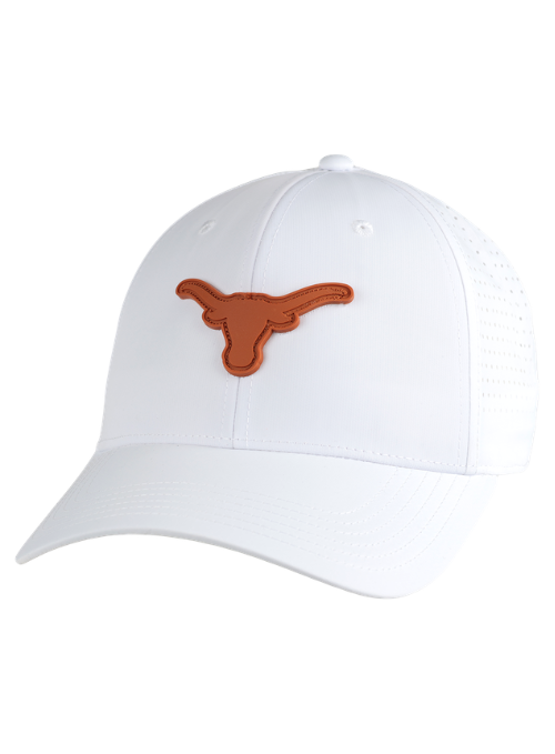 Texas Long Horns White Laser Panel Cap with Dimensional Rubber Patch