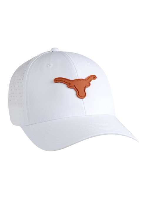 Texas Long Horns White Laser Panel Cap with Dimensional Rubber Patch