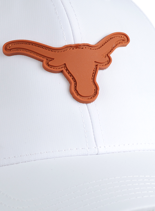 Texas Long Horns White Laser Panel Cap with Dimensional Rubber Patch
