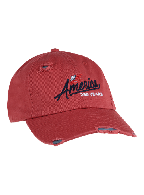 USA 250 Distressed Cotton Twill Red Hat