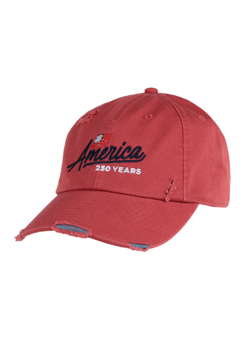 USA 250 Distressed Cotton Twill Red Hat