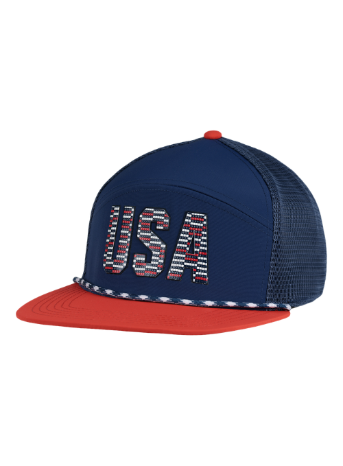 USA 250 Nylon Blue and Red Mesh Back Rope Hat