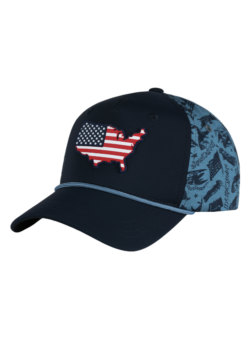 United States Liberty Print Navy Mesh Back Rope Cap