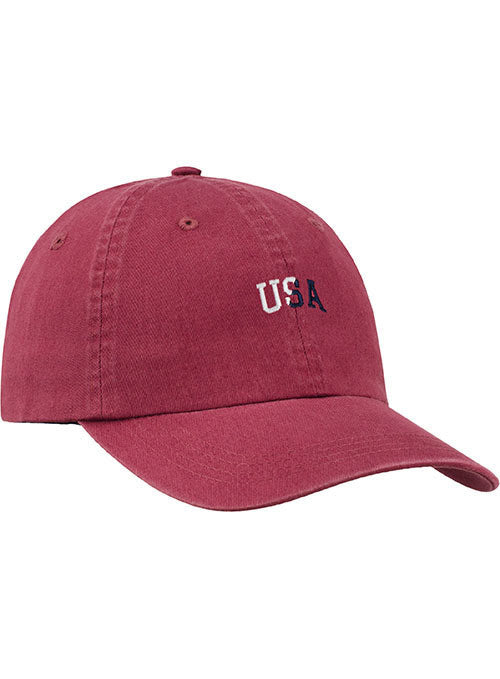 Newport U.S.A. Text Relaxed Adjustable Ahead Cap in Red - Front Left View