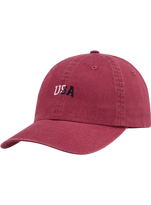 Newport U.S.A. Text Relaxed Adjustable Ahead Cap in Red - Front Right View