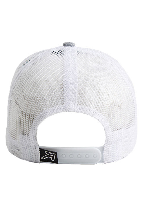Annika Chino Twill Gray Mesh Back Ahead Cap in Gray and White - Back View