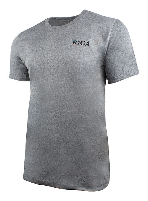 RIGA Instant Classic Tri-blend Crew Neck T-shirt in Grey - Front-Side View
