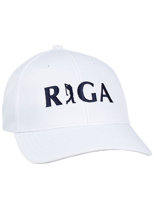RIGA Mid-Fit Cap in White - Front Side View
